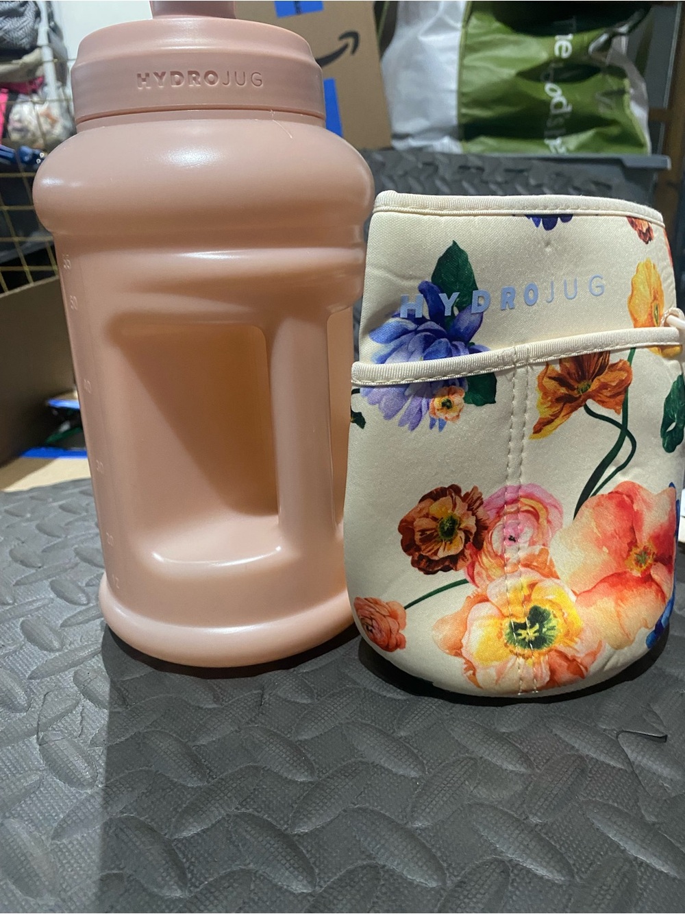 HydroJug Blush Pink Bottle with Floral Neoprene Sleeve